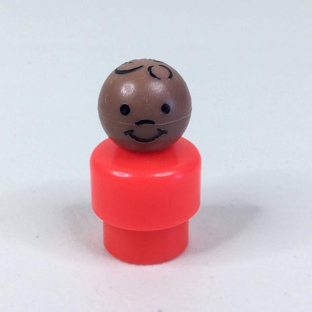 Fisher Price Little People African American Boy Red Plastic 1980s Vintage